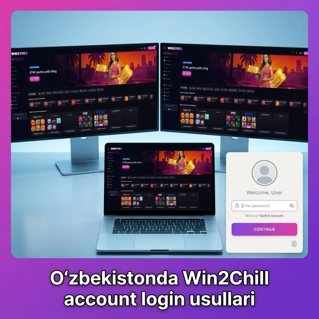 Win2Chill hisobiga telefon raqami yoki email orqali kirish sahifasi, profil va balans ko‘rinishi