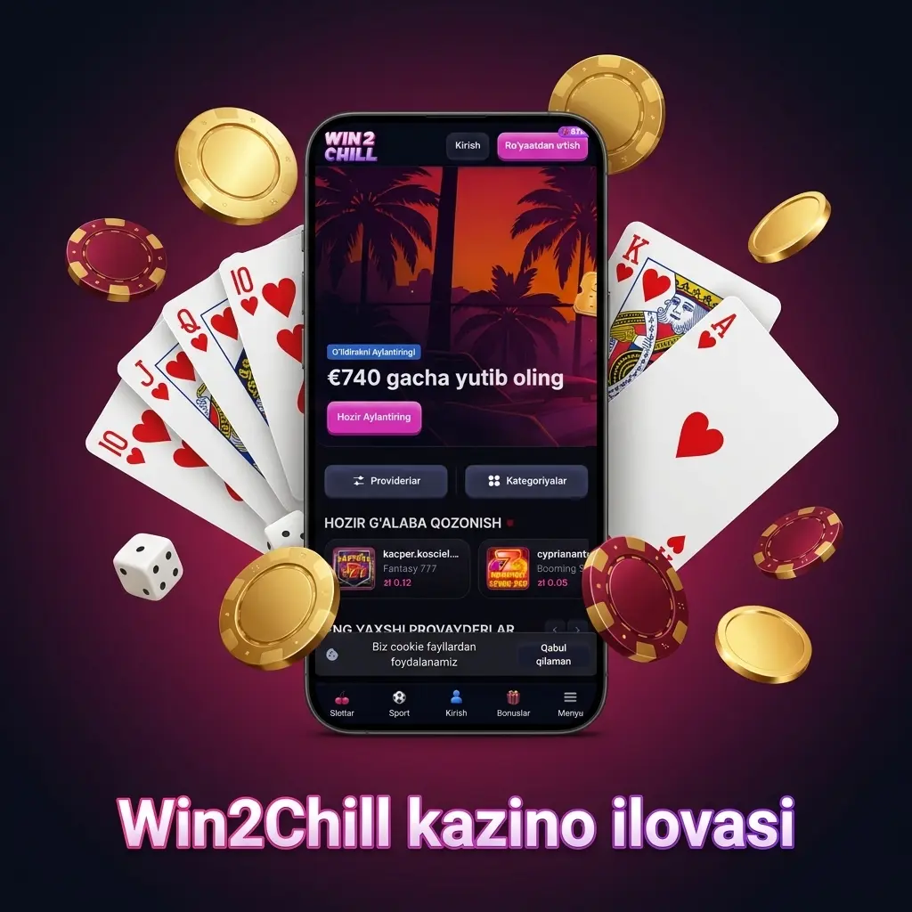 Win2Chill kazino ilovasida UZS hisobli slotlar, ruletka, blekjek va live diler o‘yinlari