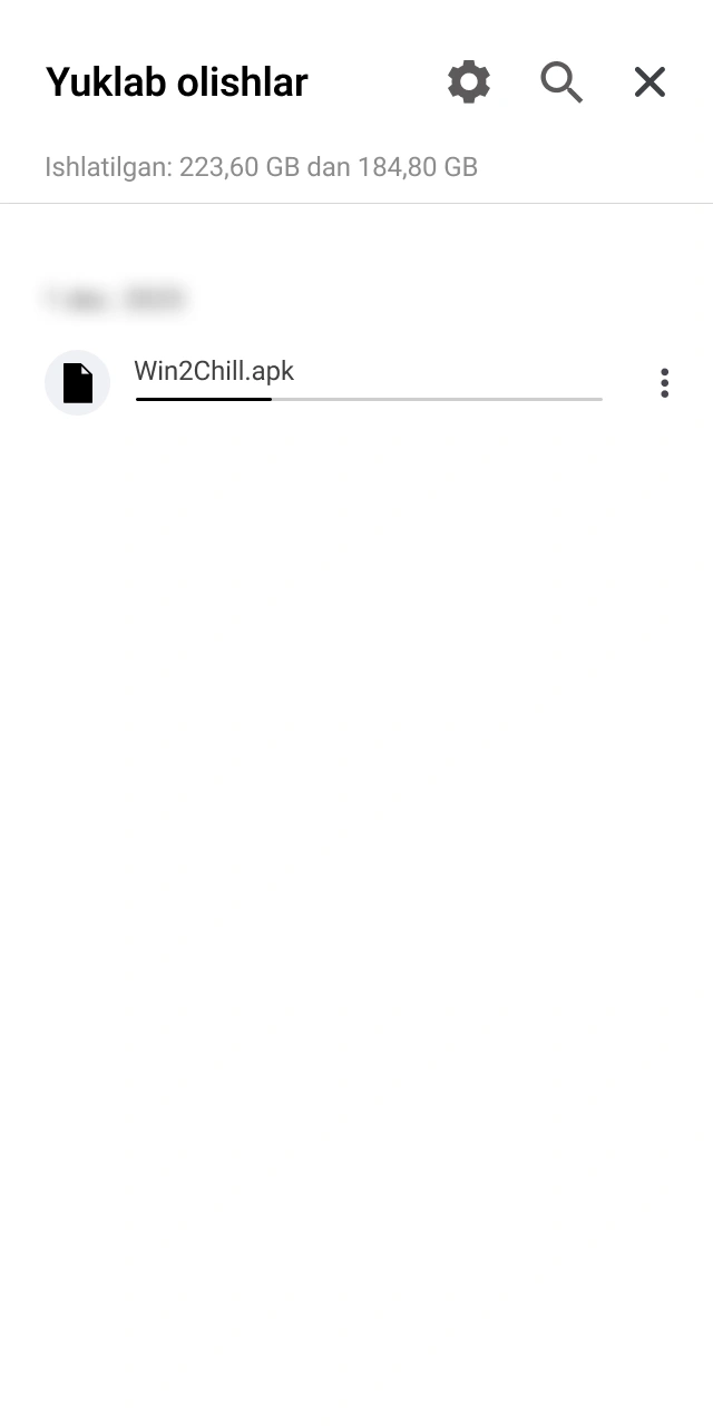 Win2Chill APK o‘rnatish faylini smartfonga yuklab olish jarayoni.