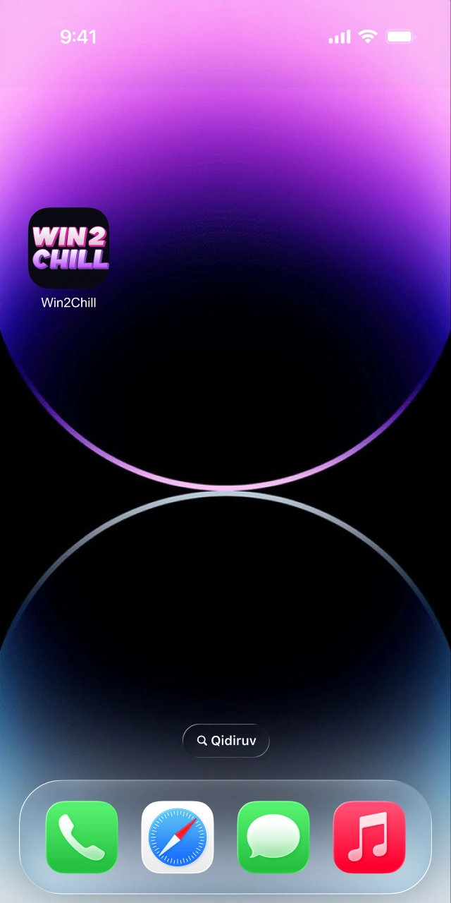 Win2Chill PWA ilovasi nomini tasdiqlash va uni bosh ekrandan ishga tushirish.