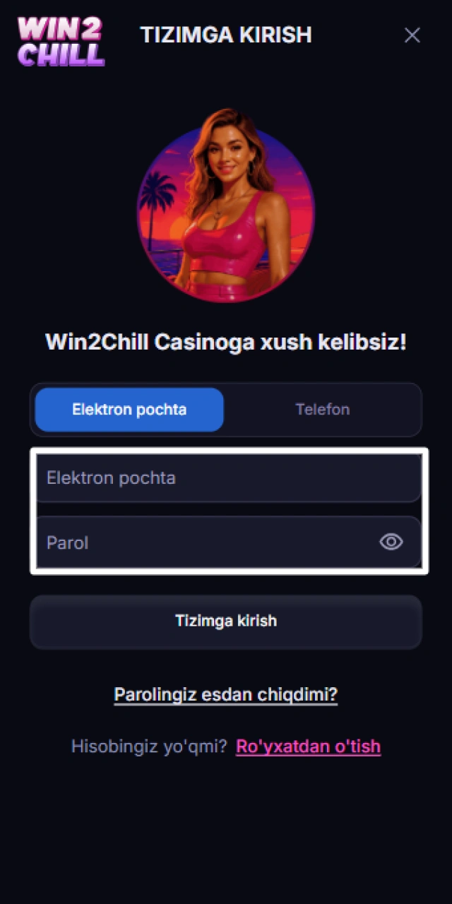 Kirish formalariga shaxsiy login va parolni kiritish.
