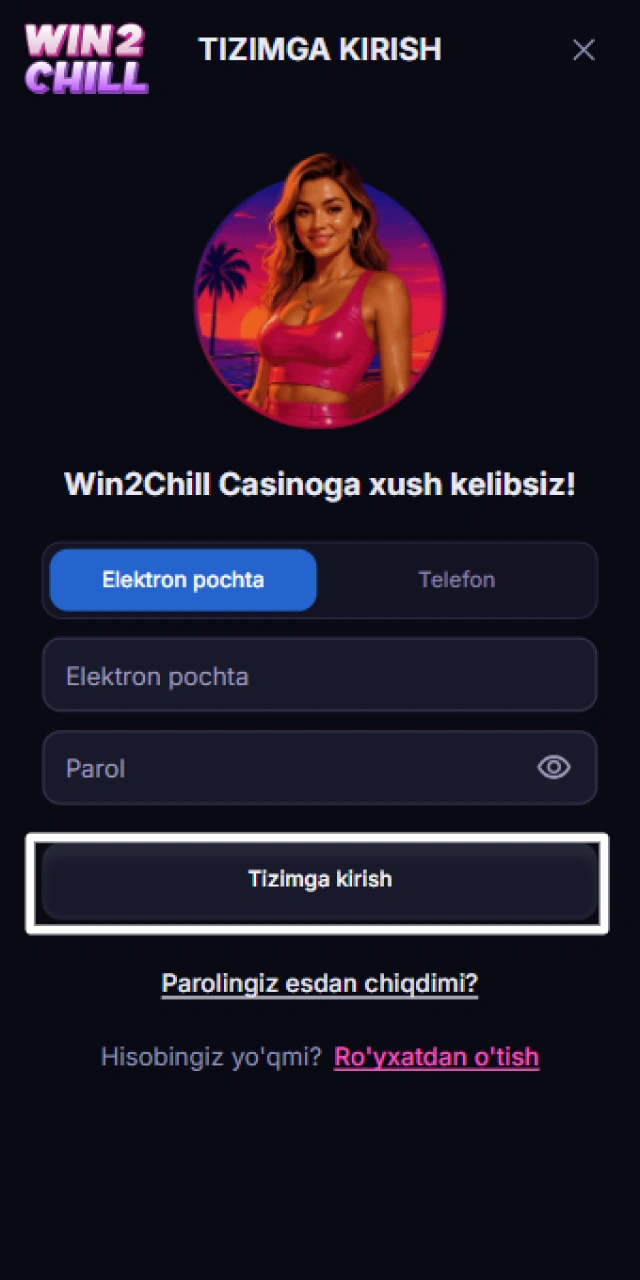 Win2Chill shaxsiy kabinetiga va hisobingizga kirish.