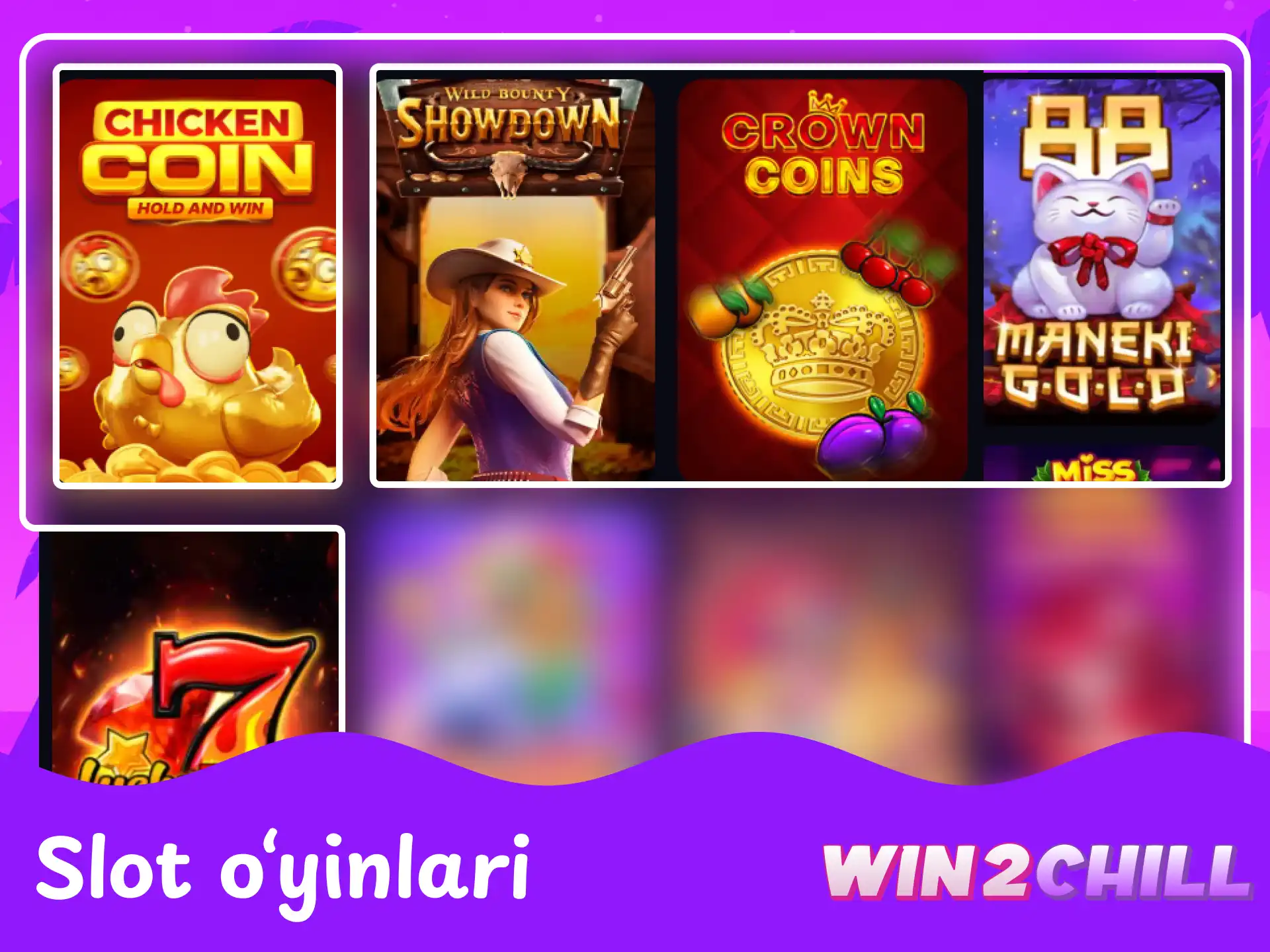 Win2Chill platformasidagi eng ommabop onlayn slot va o‘yin avtomatlari.