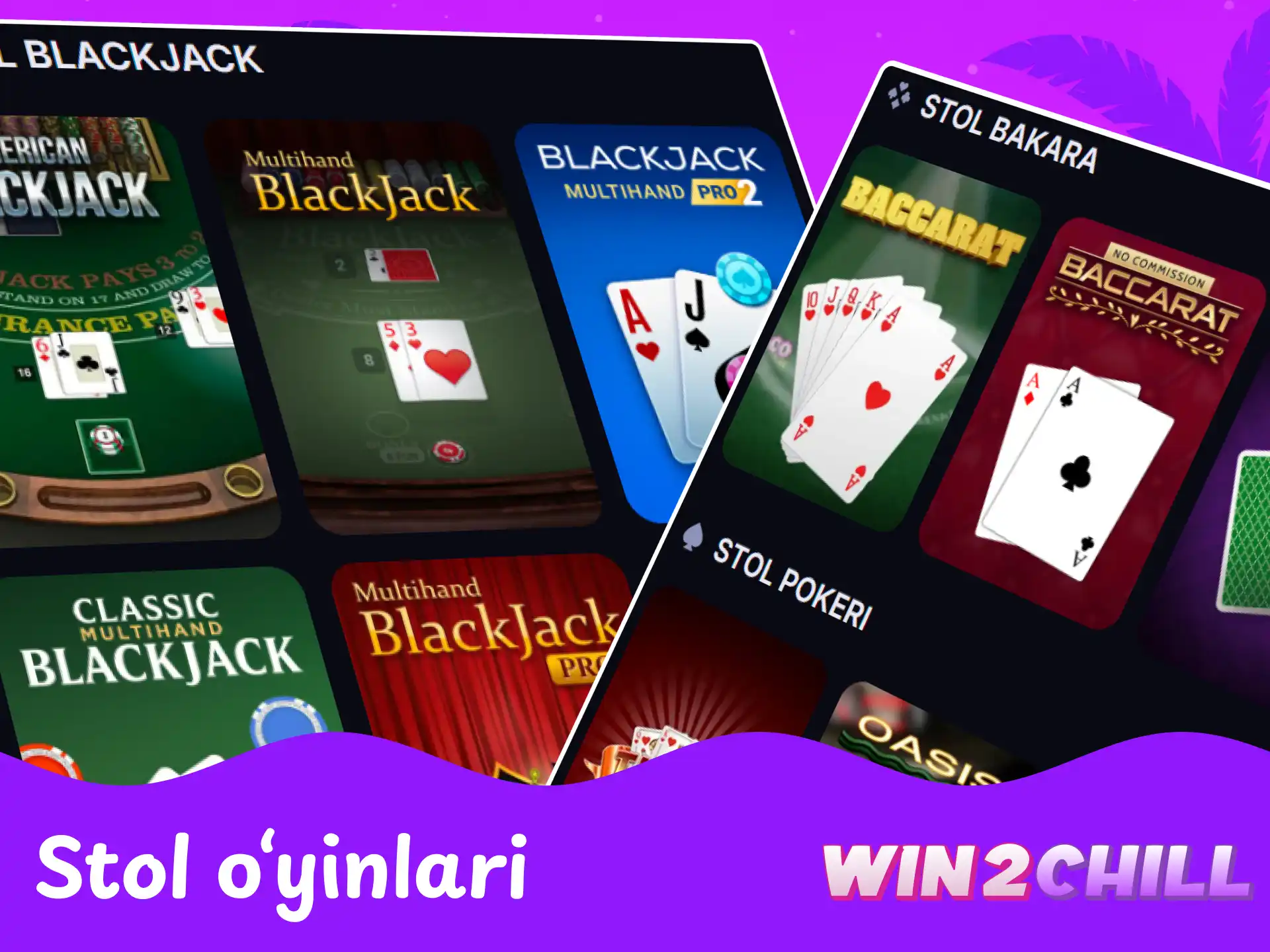 Win2Chill-da ruletka, blekjek va boshqa klassik stol o‘yinlari.