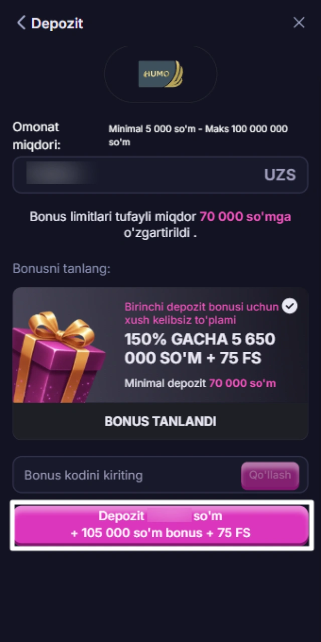 Win2Chill-da to‘lov va karta ma'lumotlarini tasdiqlash.