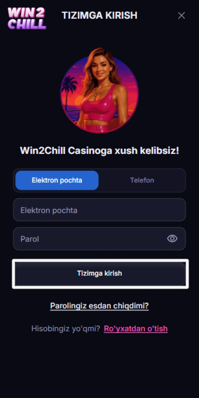 Win2Chill saytida depozit kiritish tugmasini bosish.